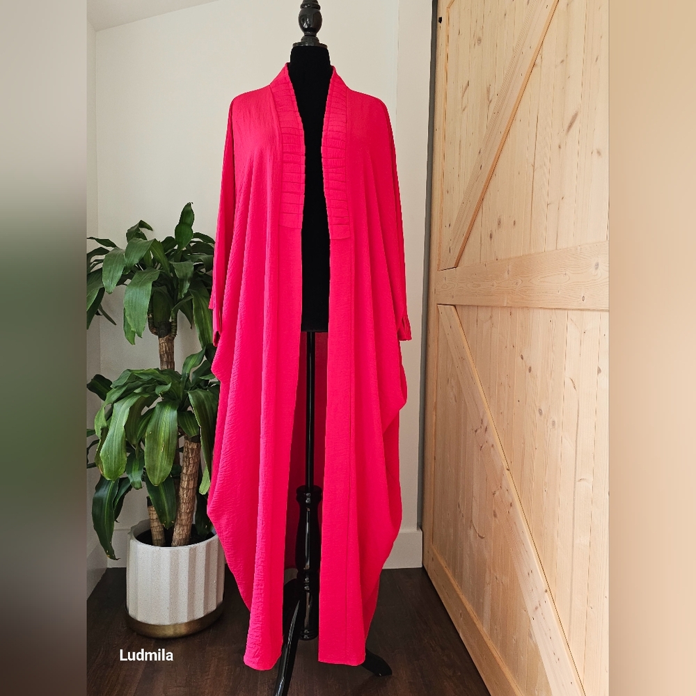 KARMODE COLLECTION No Size Women's Fuchsia/Berry Long Open Style‎ Loose Kaftan